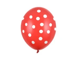 Rode Ballonnen Witte Stipjes 30cm 6st
