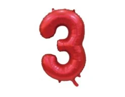 Rode Cijfer Ballon 3 Jaar Glans 86cm
