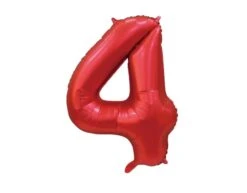 Rode Cijfer Ballon 4 Jaar Glans 86cm