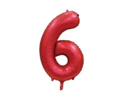 Rode Cijfer Ballon 6 Jaar Glans 86cm
