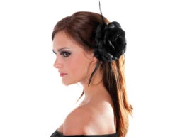 Roos Met Haarelastiek/Broche Zwart -Feestartikelen Winkel roos met haarelastiek broche zwart 1