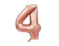 Rose Goud Cijfer Ballon 4 Jaar Glans 86cm