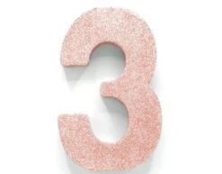 Rose Goud Tafeldecoratie Cijfer 3 Glitter 20,5cm