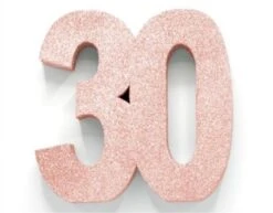Rose Goud Tafeldecoratie Cijfer 30 Glitter 20,5cm