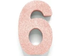 Rose Goud Tafeldecoratie Cijfer 6 Glitter 20,5cm