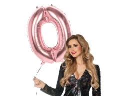 Rose Gouden Cijfer Ballon 0 Jaar 86cm