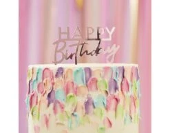 Rose Gouden Happy Birthday Taarttopper Acryl 12cm -Feestartikelen Winkel rose gouden happy birthday taarttopper acryl 12cm 2