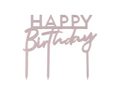 Rose Gouden Happy Birthday Taarttopper Acryl 12cm