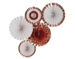 Rose Gouden Papieren Waaiers 38cm 5st