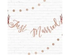 Rose Gouden Slinger Just Married 1,5m -Feestartikelen Winkel rose gouden slinger just married 15m 1