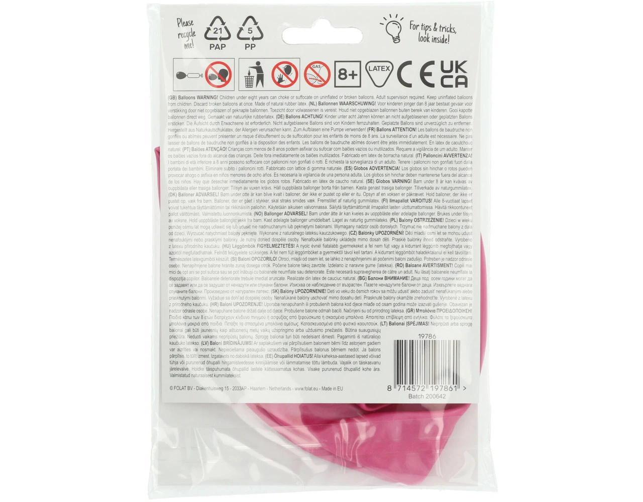 Roze Ballon Metallic Bubblegum Pink 80cm 5 Roze Ballon Metallic Bubblegum Pink 80cm - Afbeelding 3