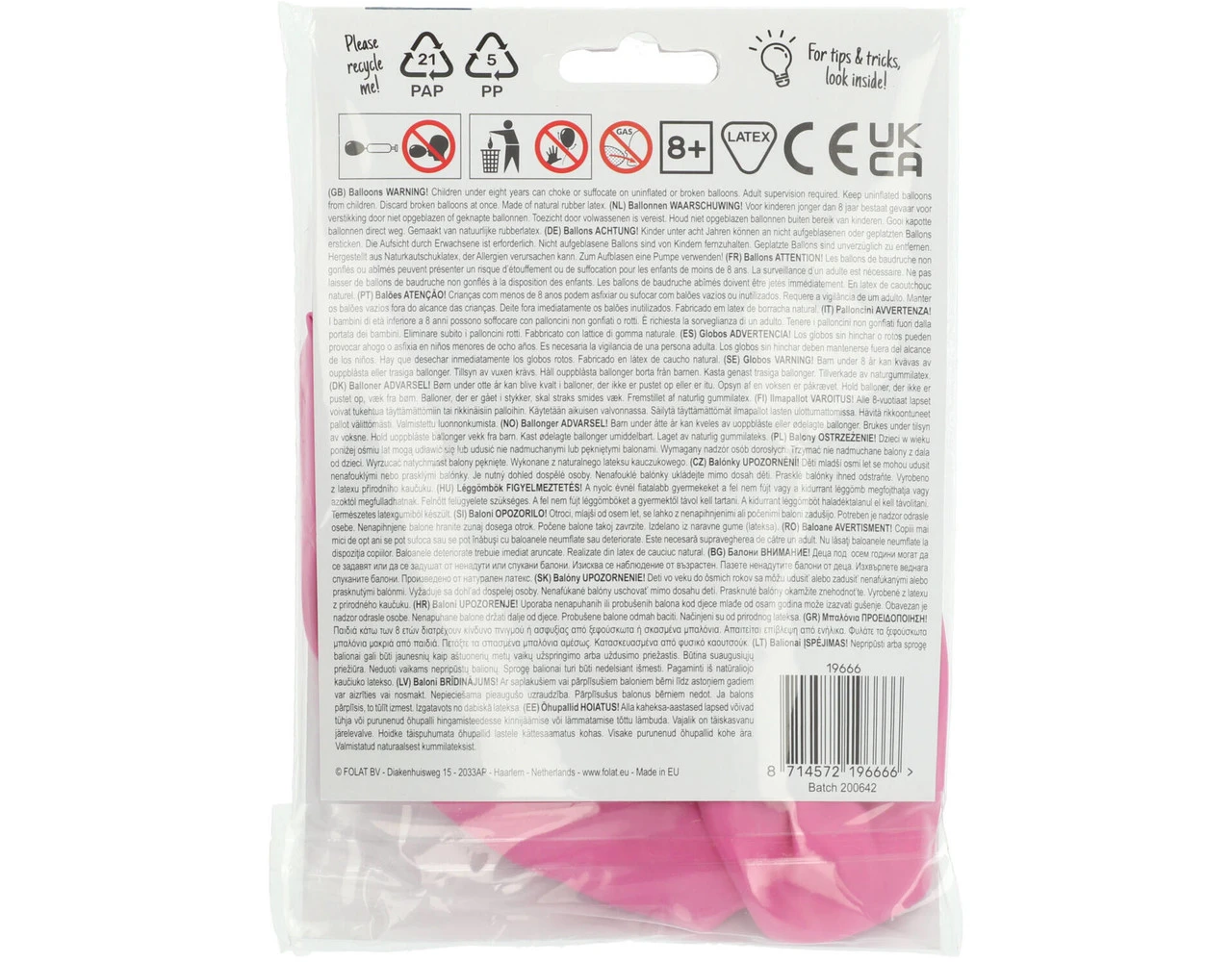 Roze Ballon Rosey Pink 78cm 5 Roze Ballon Rosey Pink 78cm - Afbeelding 3