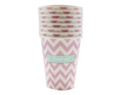 Roze Bekers Gestreept 266ml 8st -Feestartikelen Winkel roze bekers gestreept 266ml 8st 1