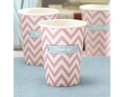 Roze Bekers Gestreept 266ml 8st -Feestartikelen Winkel roze bekers gestreept 266ml 8st 2