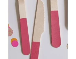 Roze Bestek Hout 18 Delig -Feestartikelen Winkel roze bestek hout 18 delig 2