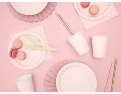 Roze Borden Gouden Stippen 18cm 6st -Feestartikelen Winkel roze borden gouden stippen 18cm 6st 2