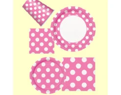 Roze Borden Witte Stippen 22,2cm 8st -Feestartikelen Winkel roze borden witte stippen 222cm 8st 1