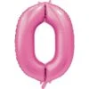 Roze Cijfer Ballon 0 Jaar Glans 86cm