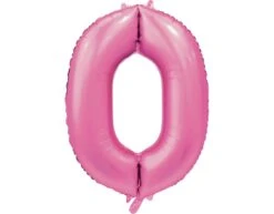 Roze Cijfer Ballon 0 Jaar Glans 86cm