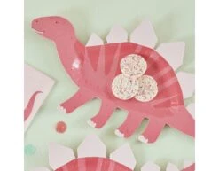 Roze Dino Borden 30cm 8st -Feestartikelen Winkel roze dino borden 30cm 8st 1