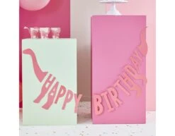 Roze Dino Slinger Happy Birthday 1,4m -Feestartikelen Winkel roze dino slinger happy birthday 14m 2