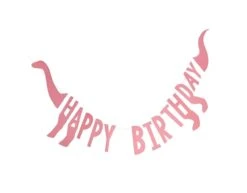 Roze Dino Slinger Happy Birthday 1,4m