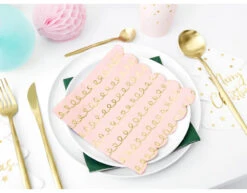 Roze Servetten Gouden Patroon 32cm 20st -Feestartikelen Winkel roze servetten gouden patroon 32cm 20st 2