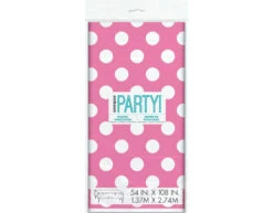 Roze Tafelkleed Witte Stippen 2,74m -Feestartikelen Winkel roze tafelkleed witte stippen 274m 1