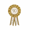 Rozet 50 Jaar Goud Wit 14cm -Feestartikelen Winkel rozet 50 jaar goud wit 14cm