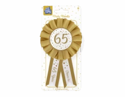 Rozet 65 Jaar Goud Wit 14cm -Feestartikelen Winkel rozet 65 jaar goud wit 14cm 1