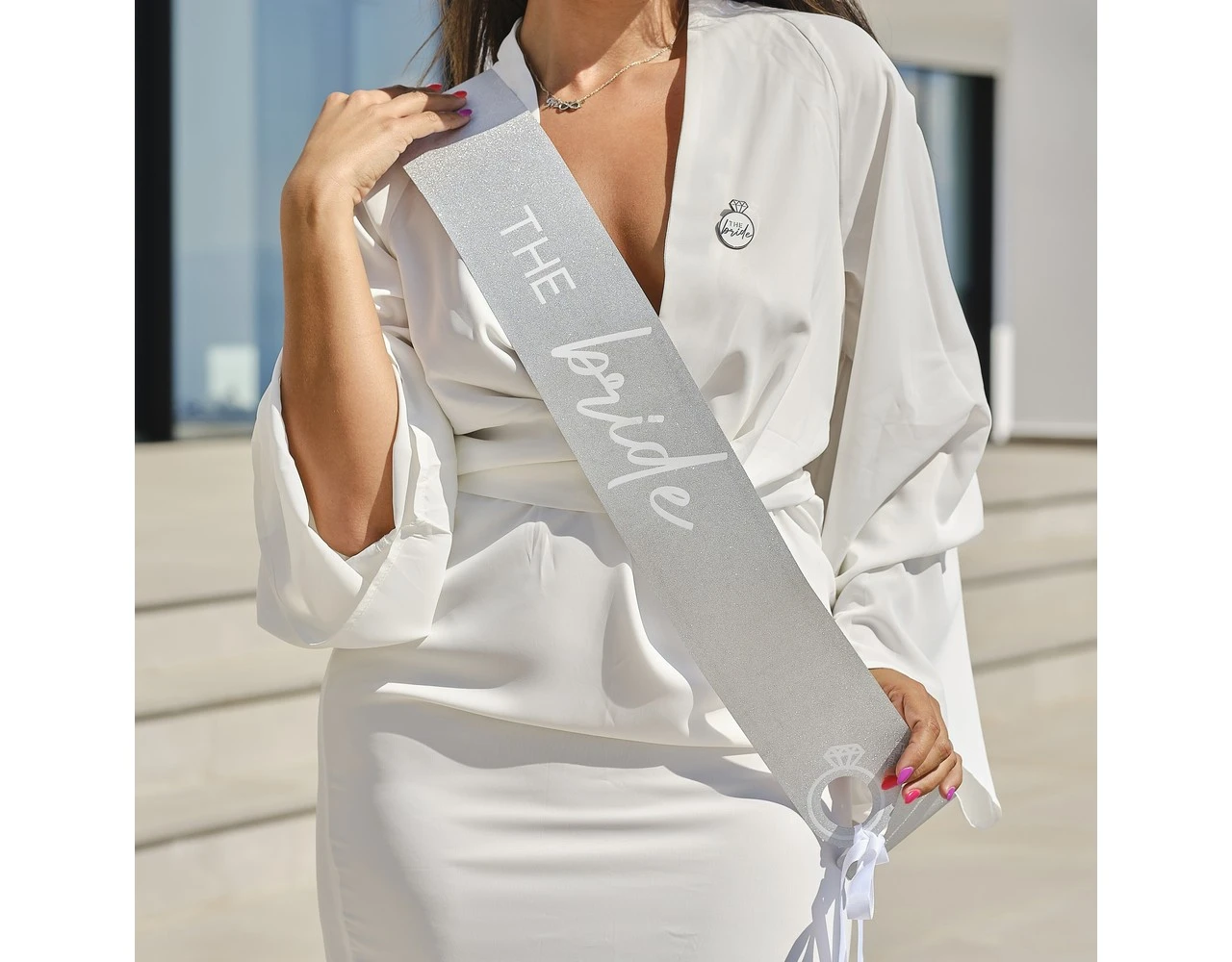 Sash The Bride, Silver Foil With Cut Outs 5 Sash The Bride, Silver Foil With Cut Outs - Afbeelding 3