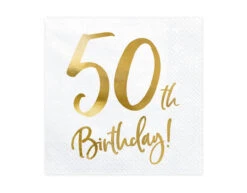 Servetten 50 Jaar Wit 33cm 20st