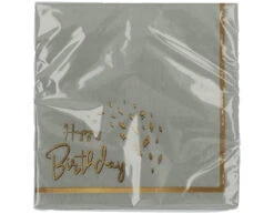 Servetten Happy Birthday Grijs Goud 33cm 20st -Feestartikelen Winkel servetten happy birthday grijs goud 33cm 20st 2