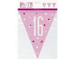 Slingers 16 Jaar Roze 2,74m -Feestartikelen Winkel slingers 16 jaar roze 274m 1