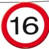 Slingers 16 Jaar Verkeersbord 12m -Feestartikelen Winkel slingers 16 jaar verkeersbord 12m