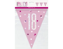 Slingers 18 Jaar Roze 2,74m -Feestartikelen Winkel slingers 18 jaar roze 274m 1