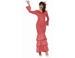 Spaanse Jurk Flamenco Witte Stippen