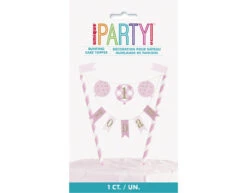 Taarttopper 1 Jaar Roze -Feestartikelen Winkel taarttopper 1 jaar roze 1