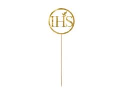 Taarttopper Communie IHS Goud 22cm