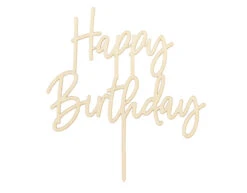 Taarttopper Happy Birthday Hout 16,5cm
