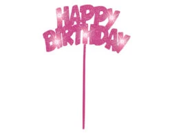 Taarttopper Happy Birthday Roze Verlichting 26cm