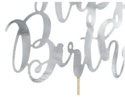 Taarttopper Happy Birthday Zilver 22,5cm -Feestartikelen Winkel taarttopper happy birthday zilver 225cm 1