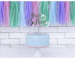Taarttopper Happy Birthday Zilver 22,5cm -Feestartikelen Winkel taarttopper happy birthday zilver 225cm 3