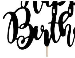 Taarttopper Happy Birthday Zwart 22,5cm -Feestartikelen Winkel taarttopper happy birthday zwart 225cm 1