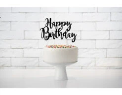 Taarttopper Happy Birthday Zwart 22,5cm -Feestartikelen Winkel taarttopper happy birthday zwart 225cm 2