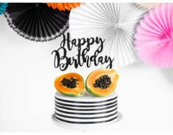 Taarttopper Happy Birthday Zwart 22,5cm -Feestartikelen Winkel taarttopper happy birthday zwart 225cm 3