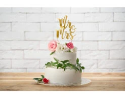 Taarttopper Mr & Mrs Goud 25,5cm -Feestartikelen Winkel taarttopper mr mrs goud 255cm 2