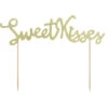 Taarttopper Sweet Kisses Goud 16cm -Feestartikelen Winkel taarttopper sweet kisses goud 16cm