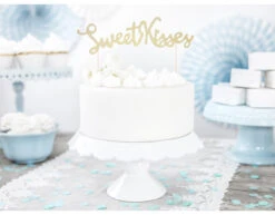 Taarttopper Sweet Kisses Goud 16cm -Feestartikelen Winkel taarttopper sweet kisses goud 16cm 3