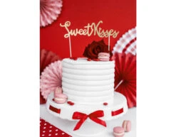 Taarttopper Sweet Kisses Goud 16cm -Feestartikelen Winkel taarttopper sweet kisses goud 16cm 5